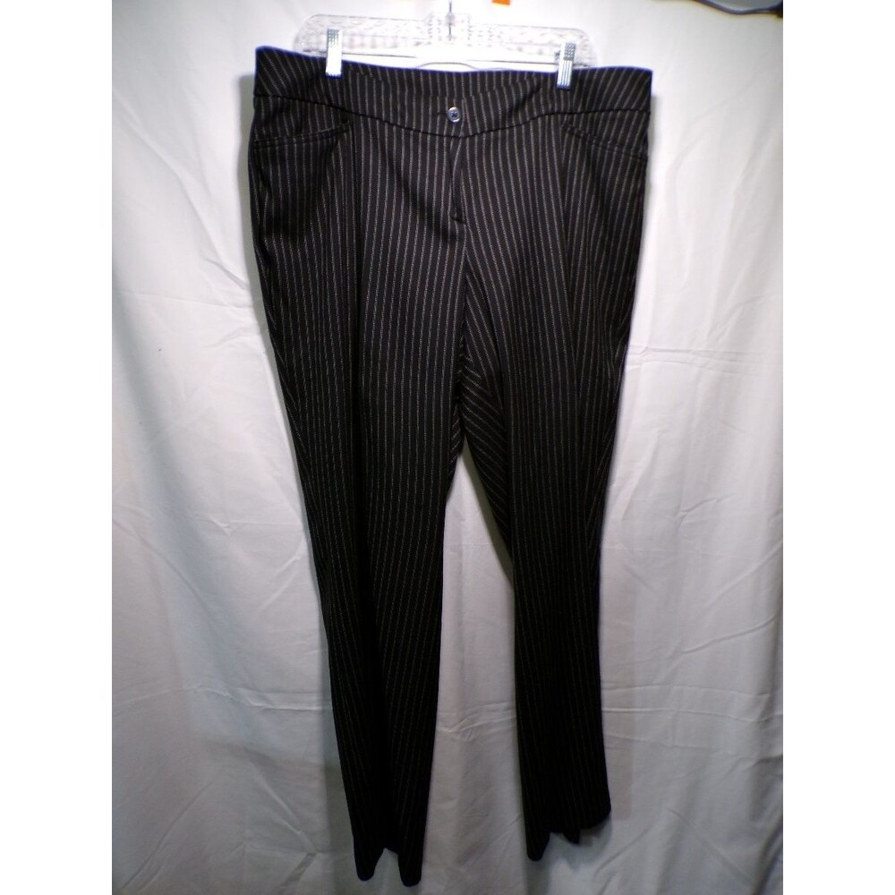 Lane Bryant Women's Black Pinstripe Dress Pants Size 16 Regular Stretch